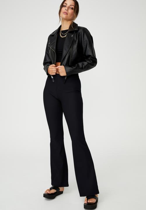Cotton On - Vegan leather crop biker jacket - black