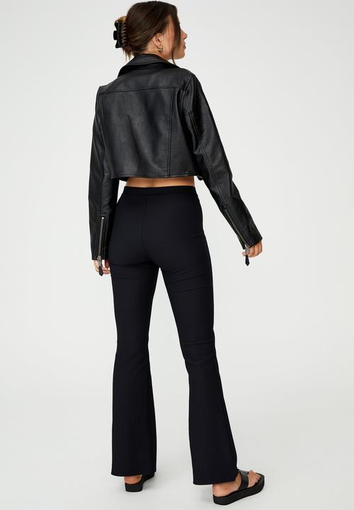 Cotton On - Vegan leather crop biker jacket - black