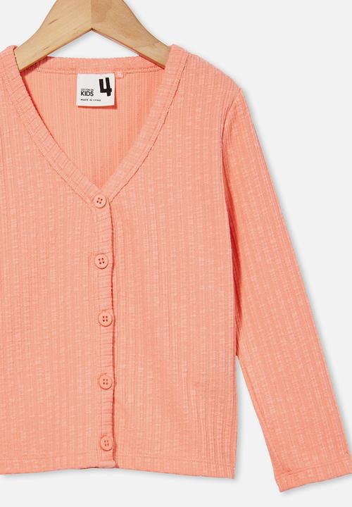 Cotton On - Betty button through rib top - musk melon