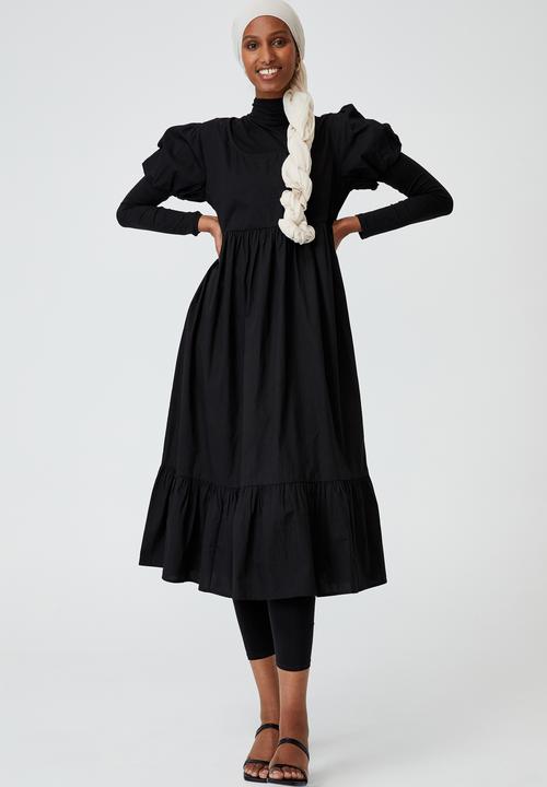 Cotton On - Woven lange babydoll medaxi - black