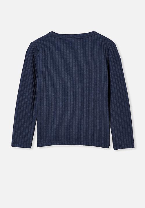 Cotton On - Betty button through rib top - indigo