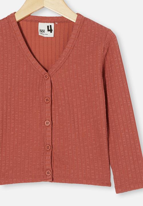 Cotton On - Betty button through rib top - chutney