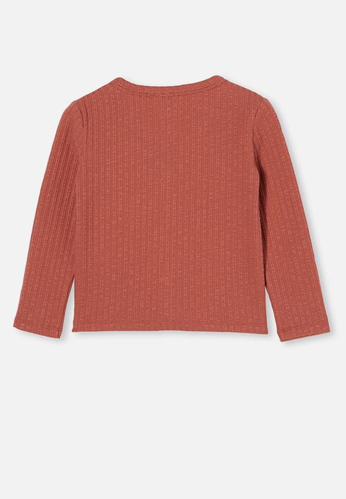 Cotton On - Betty button through rib top - chutney