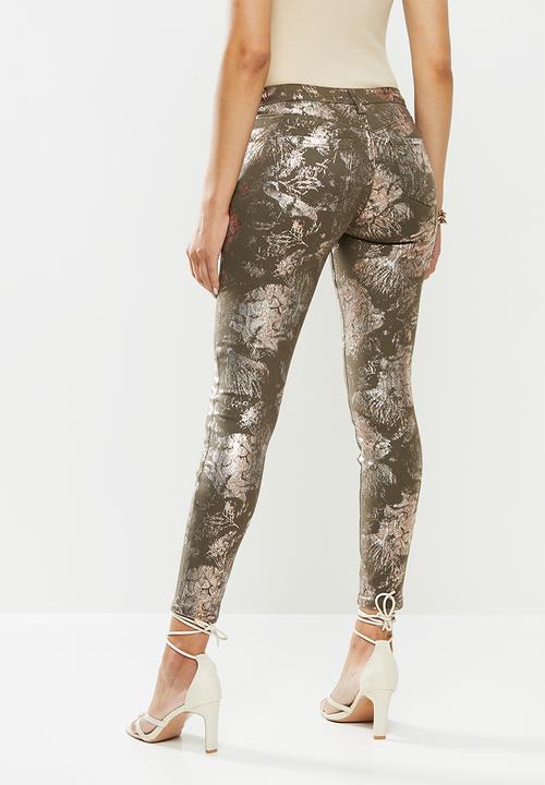SISSY BOY - Jungle roar axel leopard print skinny - olive