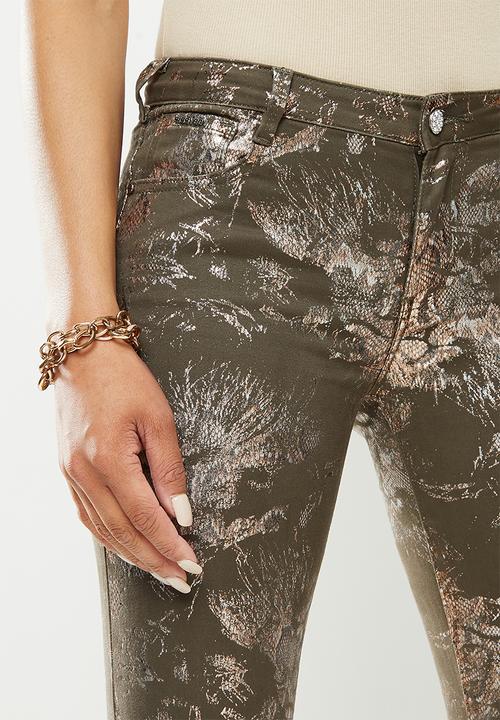 SISSY BOY - Jungle roar axel leopard print skinny - olive