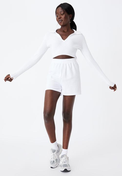 Factorie - Ultra crop long sleeve top - white