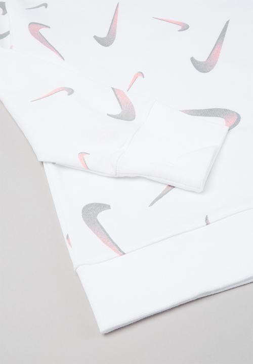Nike - G nsw ft aop bf crew  - white & grey 