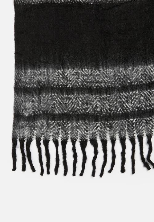 Sixth Floor - Striped throw - black