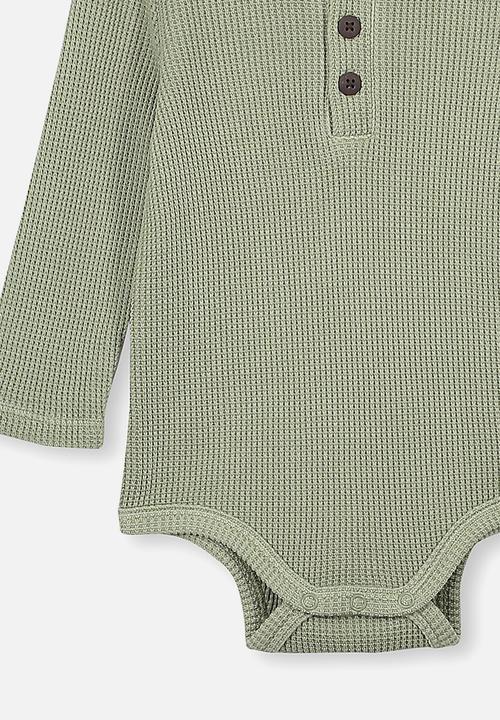 Cotton On - The long sleeve waffle bubbysuit - sage 