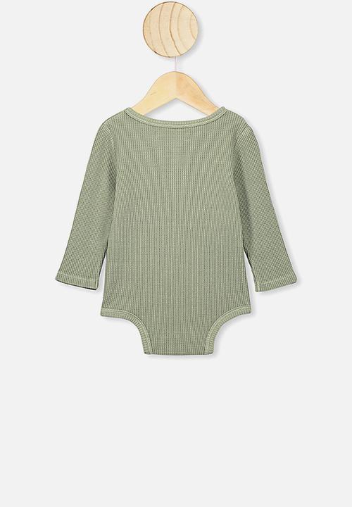 Cotton On - The long sleeve waffle bubbysuit - sage 