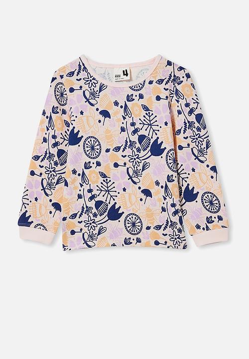 Cotton On - Edith long sleeve pyjama set - light pink & navy 