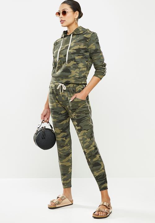 SISSY BOY - Caution babe camo hoodie - olive