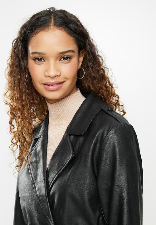 Cotton On - Vegan leather trench - black