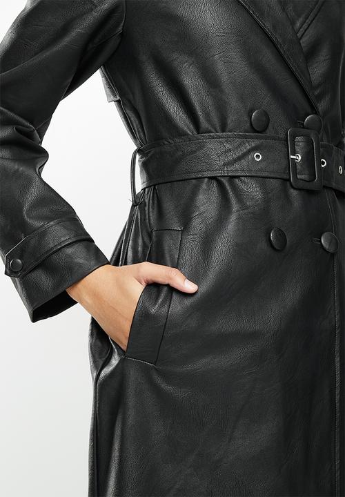 Cotton On - Vegan leather trench - black