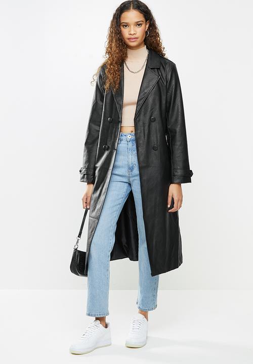 Cotton On - Vegan leather trench - black