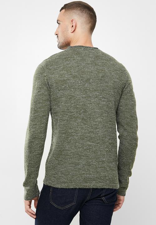Brave Soul - Montrel knitwear - deep khaki
