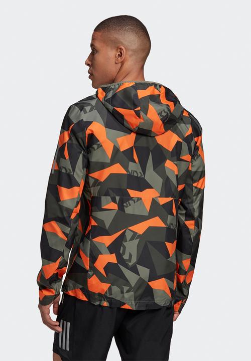 adidas Performance - Own the run jacket  - legacy green/app signal orange/black