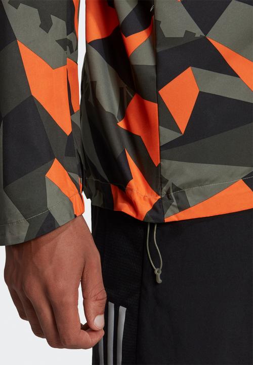 adidas Performance - Own the run jacket  - legacy green/app signal orange/black