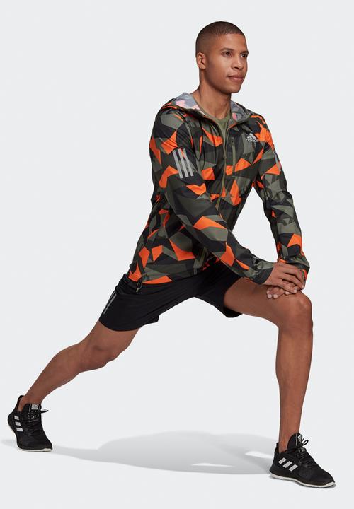 adidas Performance - Own the run jacket  - legacy green/app signal orange/black