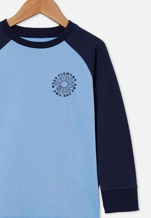 Cotton On - Tom long sleeve raglan tee - blue