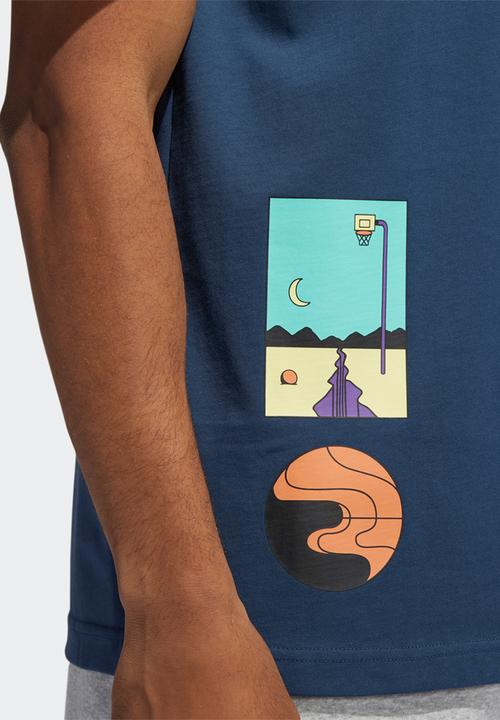adidas Originals - Surreal summer graphic tee - crew navy