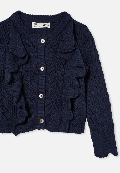 Cotton On - Arabella ruffle cardigan - navy