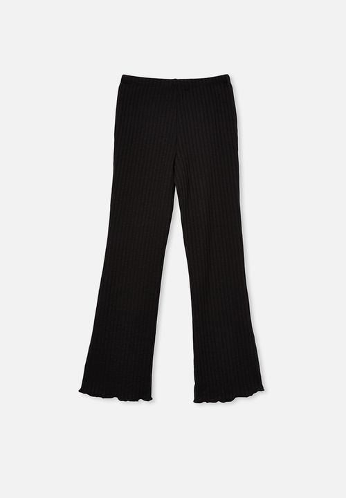 Free by Cotton On - Faith flare rib pant - black rib texture