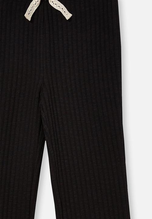 Free by Cotton On - Faith flare rib pant - black rib texture
