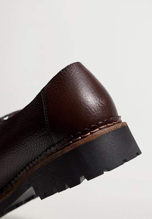 MANGO - Wallabee leather boat shoe - brown