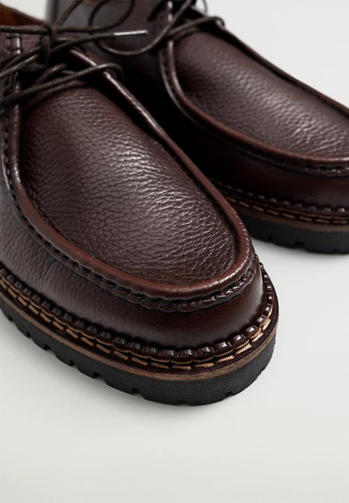 MANGO - Wallabee leather boat shoe - brown