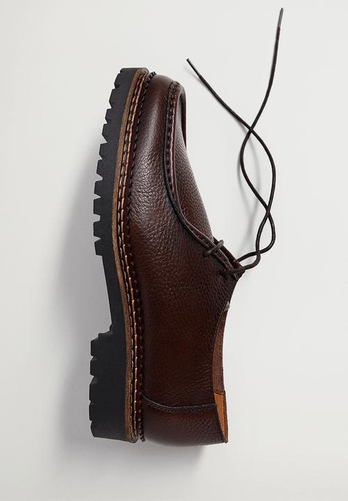 MANGO - Wallabee leather boat shoe - brown
