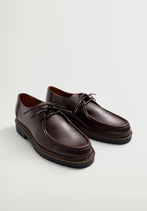 MANGO - Wallabee leather boat shoe - brown