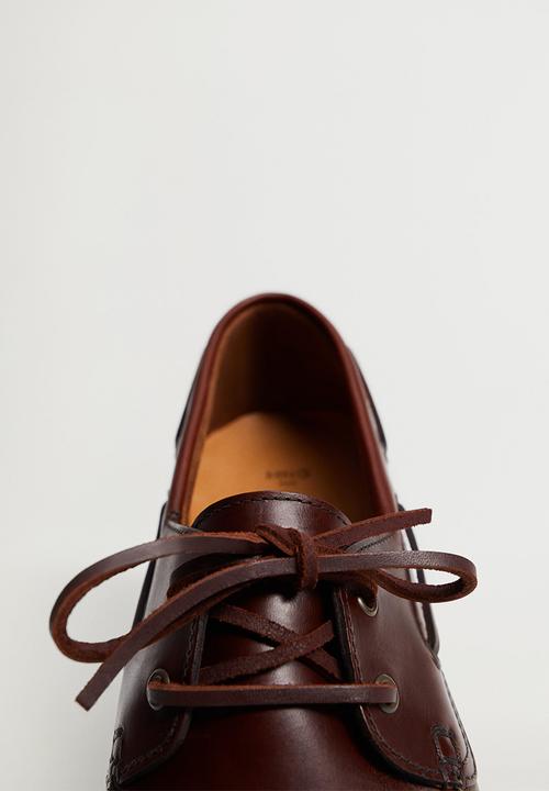 MANGO - Nautic leather boat shoe - brown