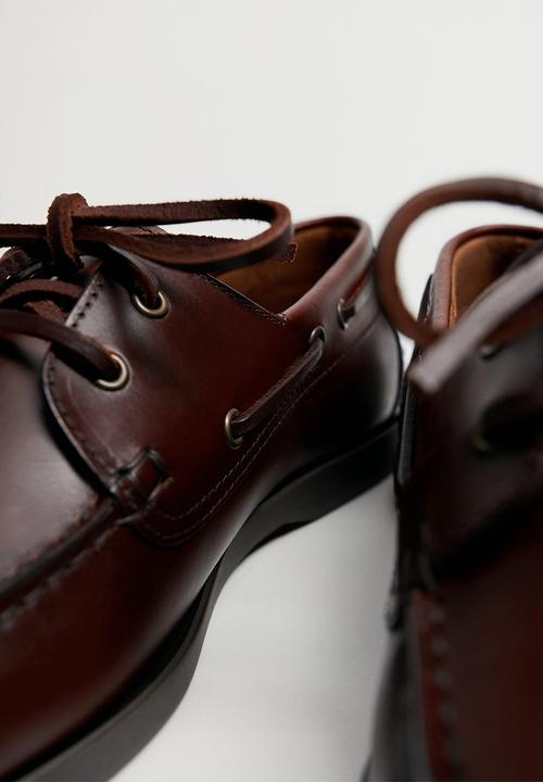 MANGO - Nautic leather boat shoe - brown