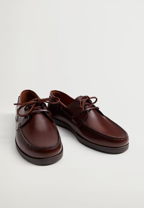 MANGO - Nautic leather boat shoe - brown