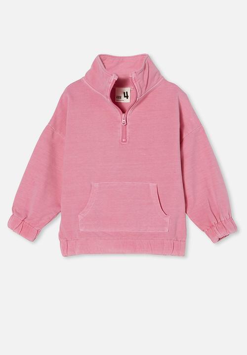 pink half zip jumper