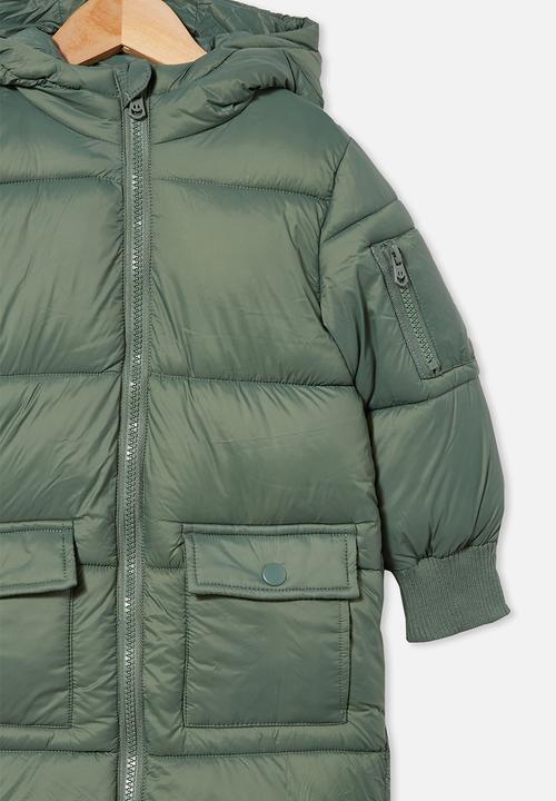 Cotton On - Finley longline puffer - olive 