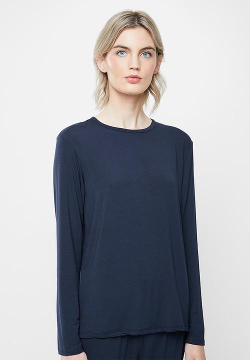 Superbalist - Sleep long sleeve top & drop crotch pants set - navy 