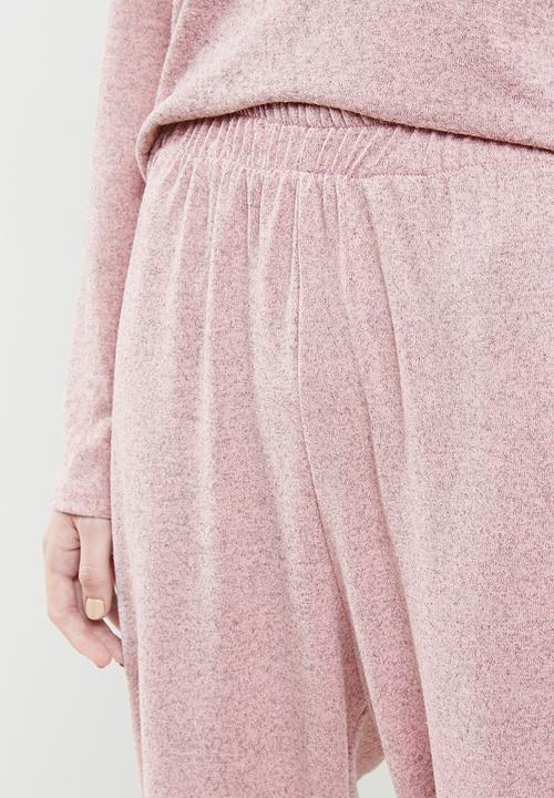 Superbalist - Sleep long sleeve top & drop crotch pants set  - blush pink