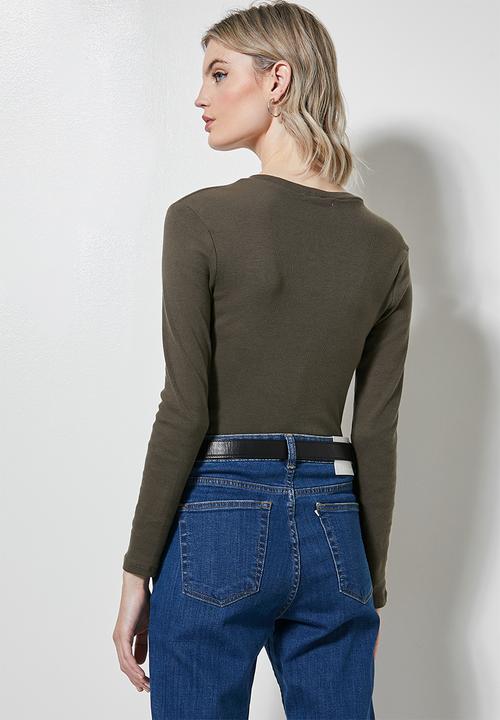Superbalist - Single rib crew neck top - khaki