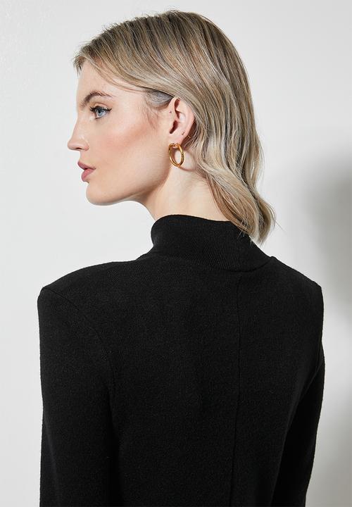 Superbalist - Soft touch shoulder pad dress - black