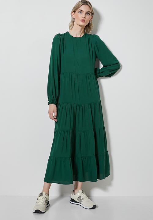 Superbalist - Long sleeve tiered dress - green