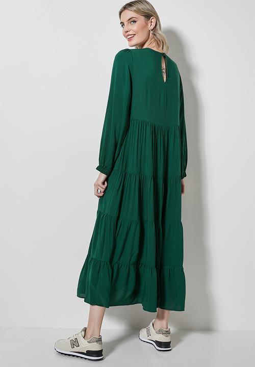 Superbalist - Long sleeve tiered dress - green