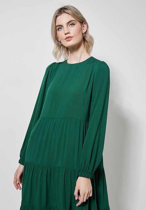 Superbalist - Long sleeve tiered dress - green