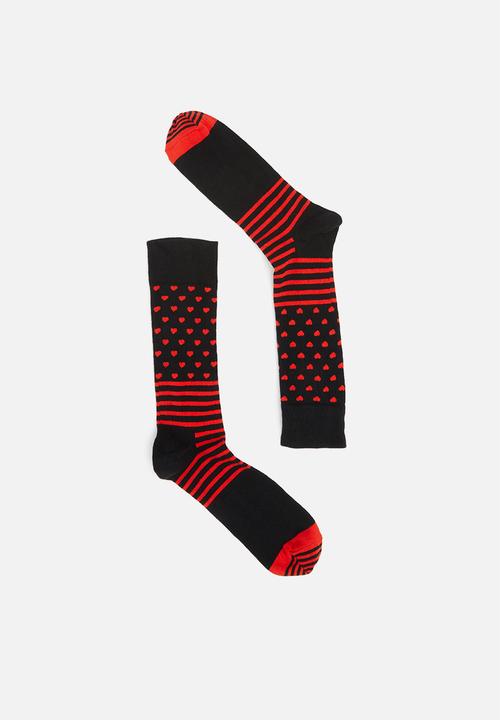 Happy Socks - 2 Pack I heart you socks gift set - black & red 