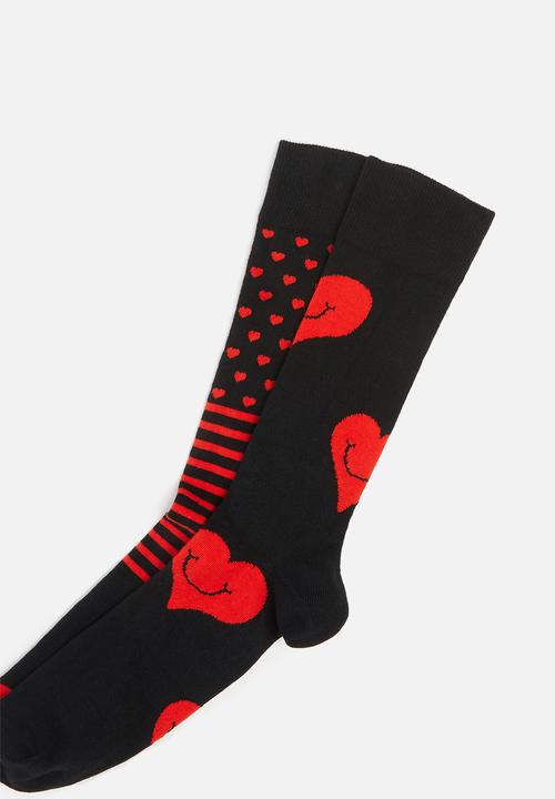 Happy Socks - 2 Pack I heart you socks gift set - black & red 