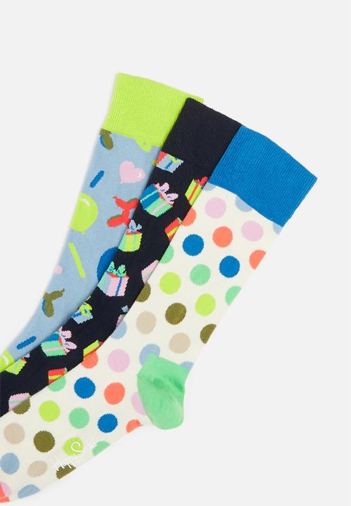 Happy Socks - 3 Pack happy birthday socks gift set - multi