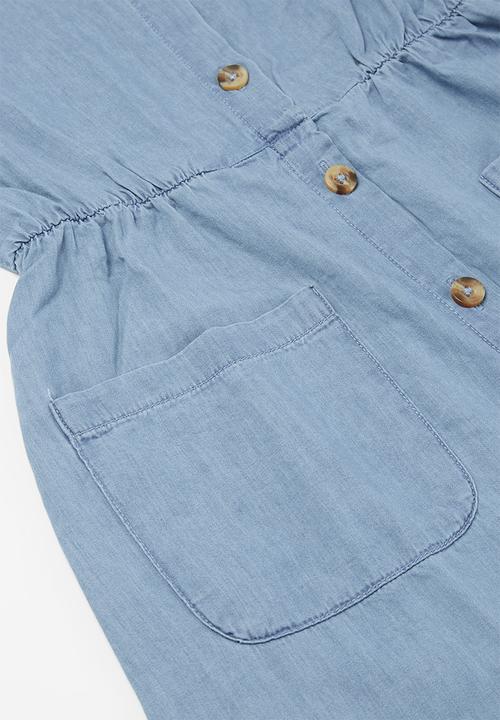 KIDS ONLY - Ariel button down woven dress - blue