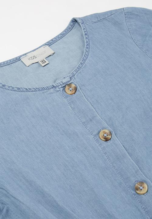 KIDS ONLY - Ariel button down woven dress - blue