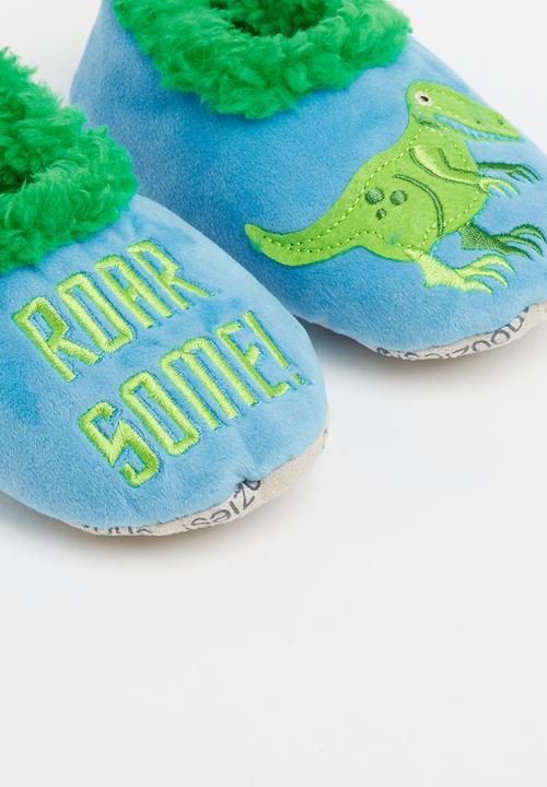 snoozies!® - Dinosaur slippers - blue & green